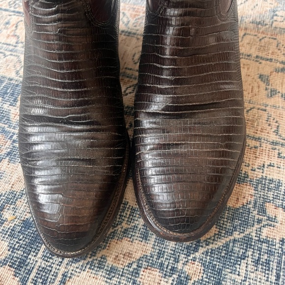 Lucchese 1883 Tegu Lizard Cowboy Boots – Black – Mens 10D – Round Toe